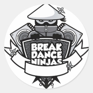 Breakdancing Ninja Wappen-japanische Art Runder Aufkleber