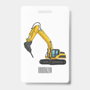 Breaker excavator cartoon illustration ausweis