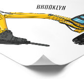 Breaker excavator cartoon illustration  poster (Ecke)