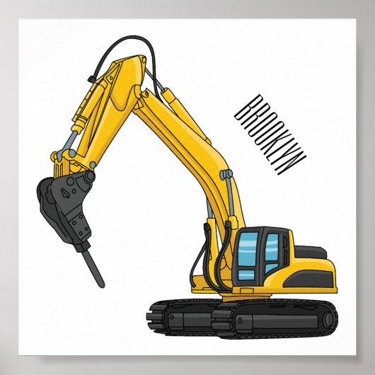 Breaker excavator cartoon illustration poster (Vorne)
