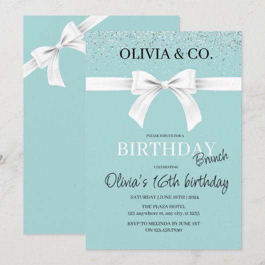 Breakfast at Tiffany's Birthday brunch invitation (Vorne/Hinten)