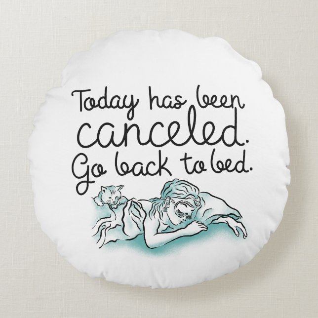 Breakfast at Tiffanys Go Back to Bed Rundes Kissen (Vorderseite)