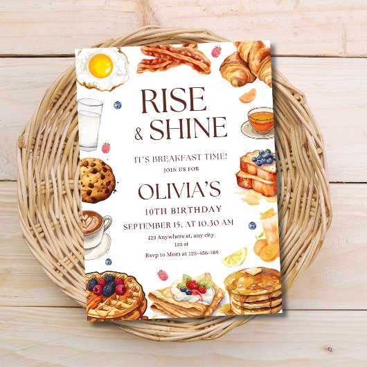 Breakfast Birthday Invitation Brunch Party Kids Einladung