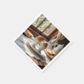 Breakfast Brown Eggs In Egg Cups Serviette (Ecke)