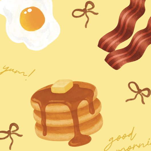 Breakfast Brunch Theme Bacon Eggs Pancakes Pattern Pappteller