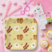 Breakfast Brunch Theme Bacon Eggs Pancakes Pattern Pappteller (Party)