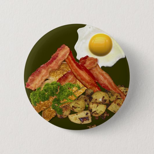 Breakfast Landscape Bacon Eggs Button (Vorderseite)
