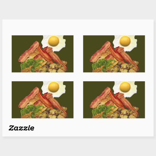 Breakfast Landscape Bacon Eggs Rechteckiger Aufkleber (Blatt)