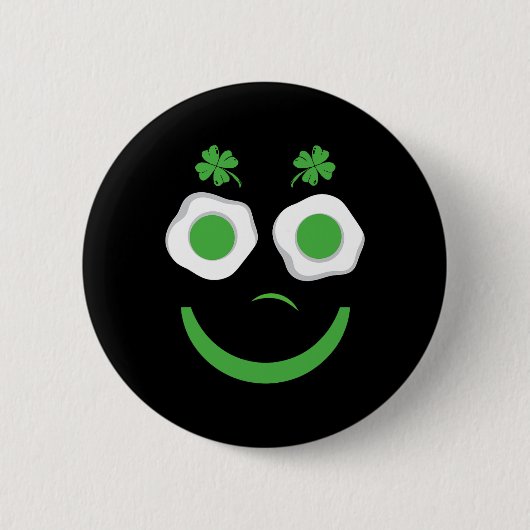 Breakfast Patricks Day Lustige Eier Lächeln Grün Button (Vorderseite)
