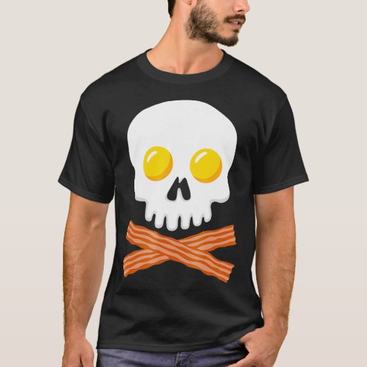 Breakfast Skull Egg and Bacon Skull Crossbones T-Shirt (Vorderseite)
