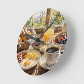 Breakfast Table Wall Clock — Cozy Kitchen Design Runde Wanduhr (Winkel)