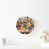 Breakfast Table Wall Clock — Cozy Kitchen Design Runde Wanduhr (Zuhause)
