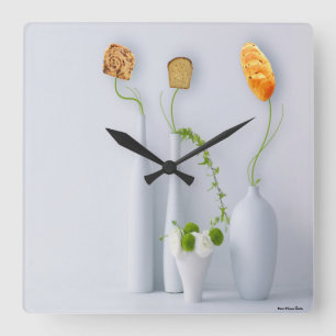 Breakfast Wall Clock Quadratische Wanduhr