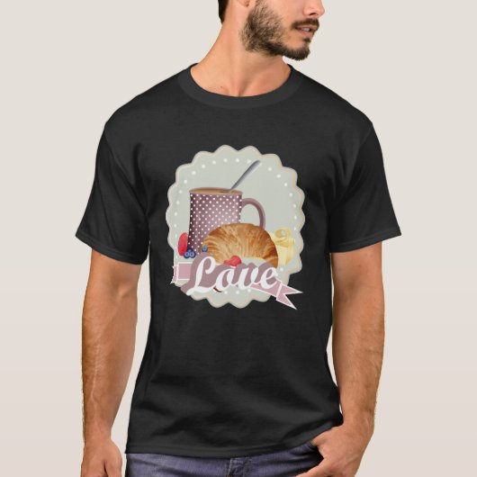 Breakfast with love croissant coffee and berries T-Shirt (Vorderseite)
