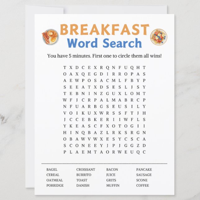 Breakfast Word Search Game (Vorderseite)