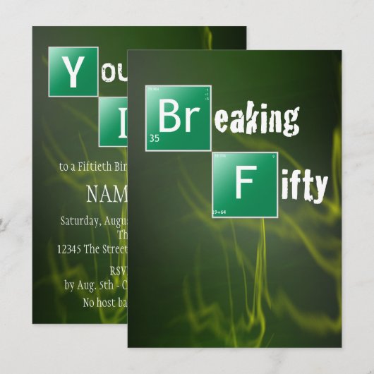 Breaking 50. Geburtstagsparty Einladung (Vorne/Hinten)