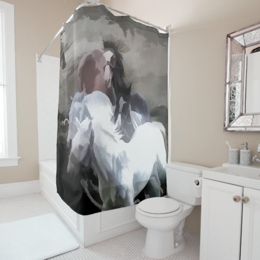 Breaking Away - Wilde Pferde Duschvorhang (Beispiel)