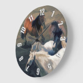 Breaking Away - Wilde Pferde Große Wanduhr (Winkel)