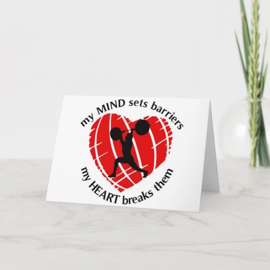 Breaking Barriers Weightlifter Valentines Card Feiertagskarte (Vorderseite)