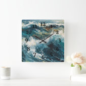 Breaking Beach Waves Malerei Quadratische Wanduhr (Zuhause)