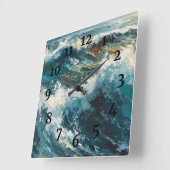 Breaking Beach Waves Malerei Quadratische Wanduhr (Winkel)