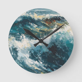 Breaking Beach Waves Malerei Thema Runde Wanduhr