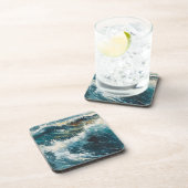 Breaking Beach Waves Thema Malerei Getränkeuntersetzer (Rechte Seite)