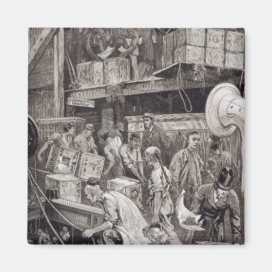 Breaking Bulk an Bord eines Teeschiffs im Londoner Magnet (Vorne)