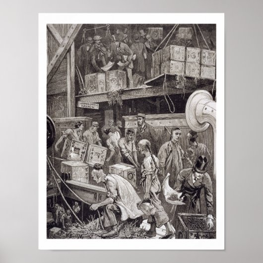 Breaking Bulk an Bord eines Teeschiffs im Londoner Poster (Vorne)