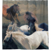 Breaking Free - Wilde Pferde Duschvorhang (Vorderseite)