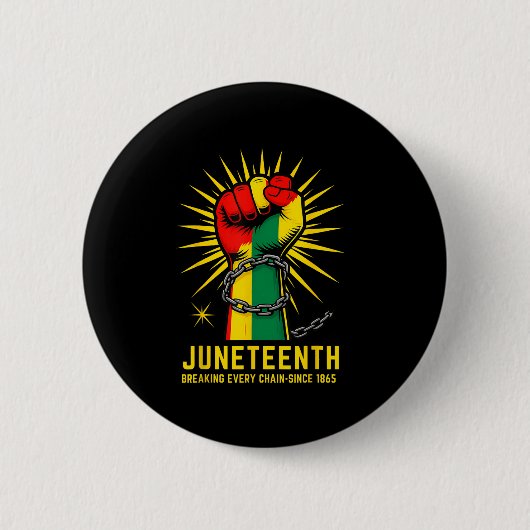 Breaking Jede Kette seit 1865 Juneteenth Black H Button (Vorderseite)