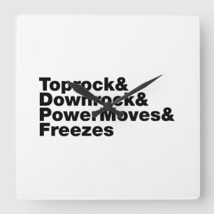 Breaking Moves (Breakdance) Quadratische Wanduhr