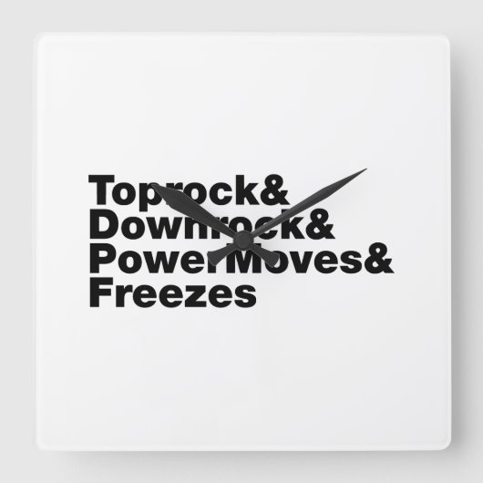 Breaking Moves (Breakdance) Quadratische Wanduhr (Vorderseite)