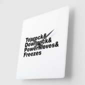 Breaking Moves (Breakdance) Quadratische Wanduhr (Winkel)