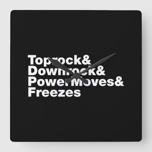 Breaking Moves (Breakdance) Quadratische Wanduhr (Vorderseite)