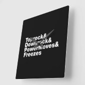 Breaking Moves (Breakdance) Quadratische Wanduhr (Winkel)