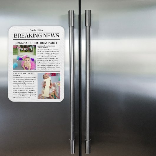 Breaking News Front Page Newspaper 1. Geburtstag Magnet