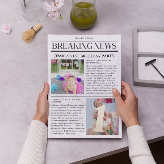 Breaking News Front Page Newspaper 1. Geburtstag Poster