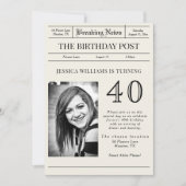 "Breaking News" Geburtstags-Post-Foto Einladung (Vorderseite)