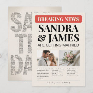 Breaking News Kreative Hochzeit Save The Date Kart Einladung