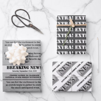 Breaking News Personalisiert Special Day News Geschenkpapier Set
