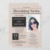 Breaking News zum Geburtstag Einladung (Vorne/Hinten)
