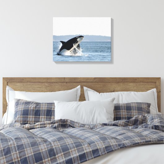 Breaking Orca Canvas Print Leinwanddruck (Insitu (Schlafzimmer))
