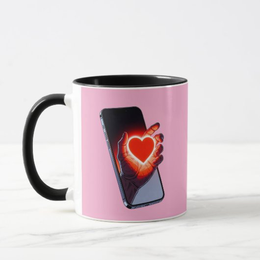 Breaking Screen Heart Optical Illusion Mug Design Tasse (Links)
