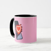 Breaking Screen Heart Optical Illusion Mug Design Tasse (Vorderseite Links)