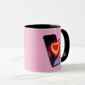 Breaking Screen Heart Optical Illusion Mug Design Tasse (VorderseiteRechts)