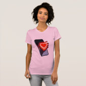 Breaking Screen Heart Optical Illusion T-Shirt Des (Vorne ganz)