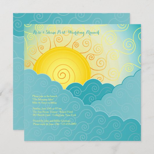 Breaking Sun Post Wedding Brunch Einladung (Vorne/Hinten)