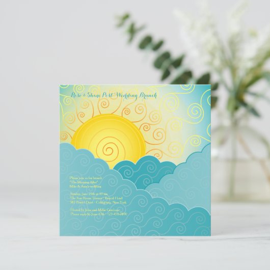 Breaking Sun Post Wedding Brunch Einladung (Stehend Vorderseite)