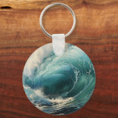Breaking Surf Malerei Personalisierter Schlüsselan Schlüsselanhänger (Rückseite)